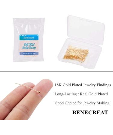 100pcs 18K Gold Plated Ball Head Pins 22 Gauge for DIY Jewelry Making - 35x0.6mm - Buy Online on SooperMarket.com