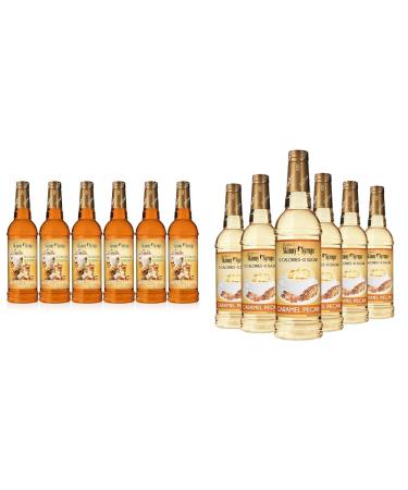Jordan's Skinny Syrups Salted Caramel (750ml Sugar-Free Zero Calorie Keto Friendly) & Caramel Pecan Syrup (750ml Sugar-Free Zero Calorie Keto Friendly) - Indulgent Coffee Syrup Duo for Desserts