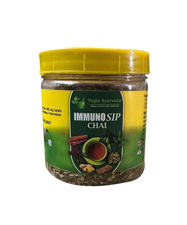 Yogis Ayurveda Immuno Sip Chai Tea With Tulsi Arjun Chaal Ginger And 4 Other Herbs And Spices. Loose Tea 100g. Eases Flu & Cold Symptoms Keeps Heart & Immune System Healthy Reduces Tiredness.