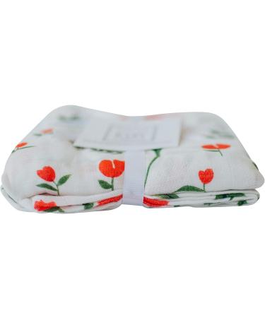 Luxury Bamboo/Cotton Large Muslin Blanket for Babies | Red Poppy Design | Soft & Comfortable Swaddle Blanket | 120cm x 120cm - Buy Online on SooperMarket.com