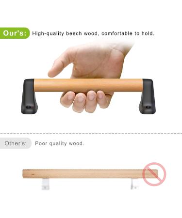 SELEWARE 12 Wood Handle Playground Safety Grab Bar - Indoor Outdoor Solid Beech Wood Handrail w/ Plastic Brackets - Buy Online on SooperMarket.com
