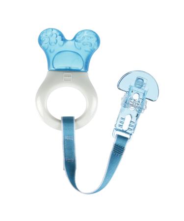 MAM Mini Cooler Teether with Clip Baby Teether  Cooling Mechanism Soothes Sore Gums  Relieves Teething Symptoms in Babies 2+ Months  1 Pack  2+ Months  Boy White/blue