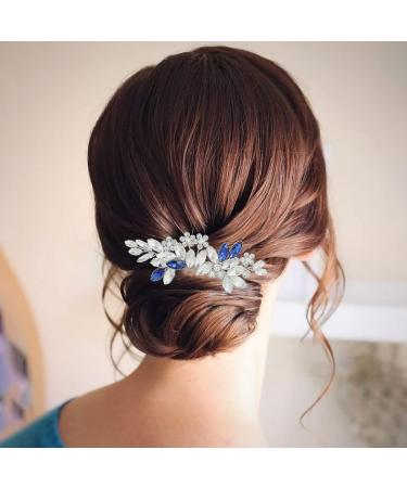 IYOU Crystal Bridal Hair Comb Blue Wedding Side Combs Sparkly Rhinestone Headpiece Prom Bride Bridesmaid Hair Accessories for Women - Buy Online on SooperMarket.com