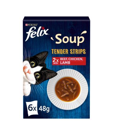 Felix Soup Cat Food Tender Strips Farm Selection Cat Food 6x48g Pack of 8