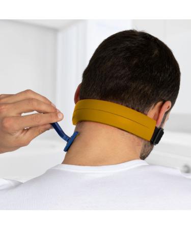 NekmateEVO+ (Deluxe Version) Neckline Shaving Template and Haircut Guide with Fully Adjustable Strap | DIY Hands-Free Cut Trim and Shave Use for Straight Lines | Non-Slip Skin Safe Silicone