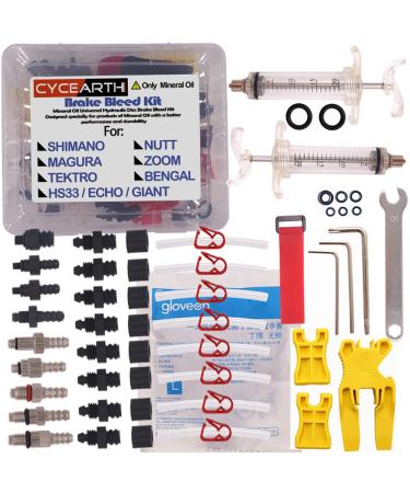 CYCEARTH Bicycle Brake Bleed Kit for Shimano TEKTRO MAGURA Zoom Bike Mineral Oil Hydraulic Disc Professional Tool Set Kit A