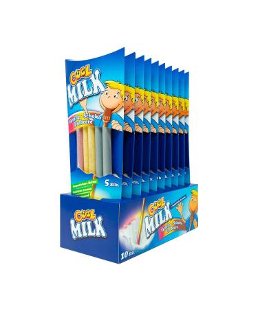 Cool Milk ko drinking straws to cocoaomaches |With 3 types of chocolate vanilla strawberry | 10 packs with 5 compostable drinking straws (1 tray x 300 g)