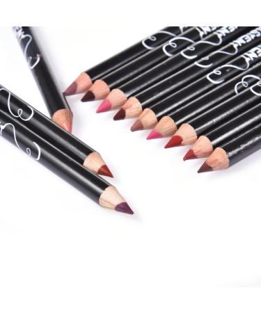 Bexdug 12 Colors Lip Liner Waterproof Lip Liner Set Fashion Black Rod Waterproof Long Lasting Lipstick Lip Liner Palette