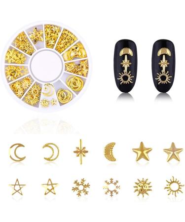 HQdeal Nail Art Studs 3D Decorations Gold Star Moon Sun Heart Beads - 800 pcs - Buy Online on SooperMarket.com