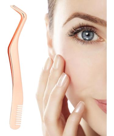 Eyelash Extension Tweezers | Stainless Steel Eyelash Appliant Tool with Comb - Pekmar Ros gold - Buy Online on SooperMarket.com