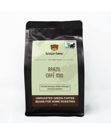 Green Coffee Beans 227g - Unroasted Raw Coffee Beans - For Home Roasters And Roasting - Brazil Cafe Mio - Brown Bear - Pulped Natural Honey Process - Arabica Catucai Amarelo