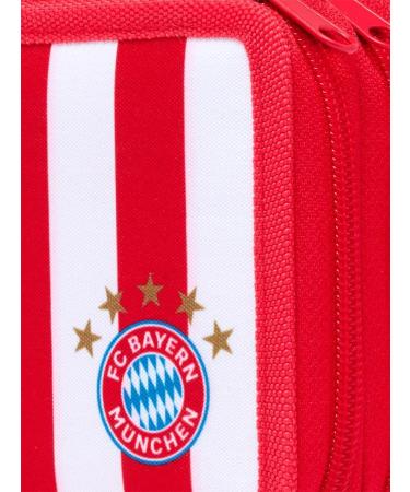 FC Bayern Munich Double Case - Stripes - Red-White Filled Pencil Case with Bookmark | Shop FCB Merchandise - Buy Online on SooperMarket.com
