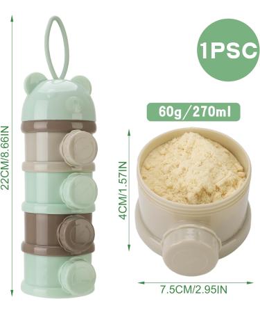 Heyu-Lotus Portable Baby Milk Powder Dispenser - 4 Layers Twist-Lock Formula Storage Container - 270ml per Layer - Silicone Handle - Green - Buy Online on SooperMarket.com