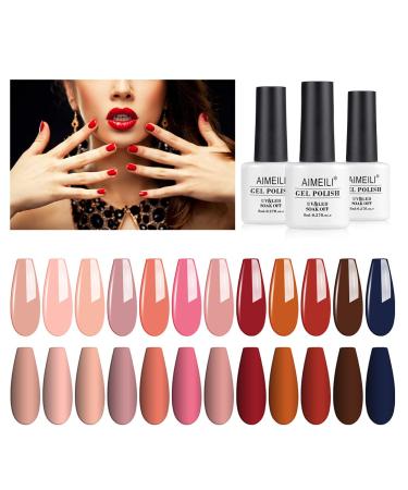 AIMEILI Gel Nail Polish Set 8ml 12 Colours Soak Off UV LED Gel Nail Polishes Nail Art Gel Polish Gift Kit 4 KIT12-4_8ML 0.67 ml (Pack of 12)