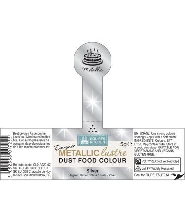 Squires Kitchen Designer Metallic Lustre Dust Silver 4g - Enhance Your Creations with Stunning Silver Shine - Buy Online on SooperMarket.com