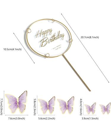 11-Piece Purple Gold Butterfly Cake Toppers | Happy Birthday Metal Cake Decorations - Buy Online on SooperMarket.com