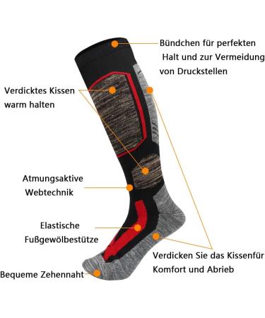 JTEG Unisex Ski Socks - Thermo Knee Socks for Winter Sports | 2 Pairs Red-Orange for Men Women & Kids - Buy Online on SooperMarket.com