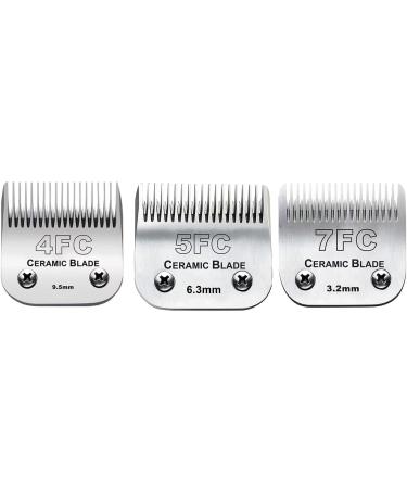Cosyonall Dog Grooming Replacement Blade Compatible with Andis Clippers Carbon Steel Removable Ceramic Sharp Edge Also Compatible with Wahl/Oster Dog Clippers 3PCS/4FC+5FC+7FC