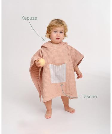 Molis & Co. Kids Batheponcho | Hooded Beach Towel for 1-2 Years | Stripes | Oeko-Tex 100 Certified | Light & Compact Bathrobe in Altrosa - Buy Online on SooperMarket.com
