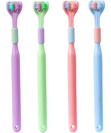 4pcs 3-Sided Toothbrush Set | Complete Dental Care & Tongue Cleaning | International Shipping - Buy Online on SooperMarket.com