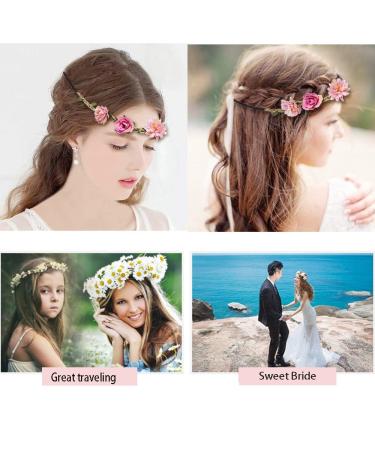 Flower Crown Headbands for Women Girls - Bridal Bridesmaid Fairy Headpiece (4 Pack) - Buy Online on SooperMarket.com