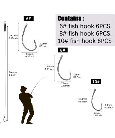 Shop GZLCEU 18-Piece Stainless Steel Fishing Hooks - Handmade Carp Accessories with Braided Cord - Buy Online on SooperMarket.com