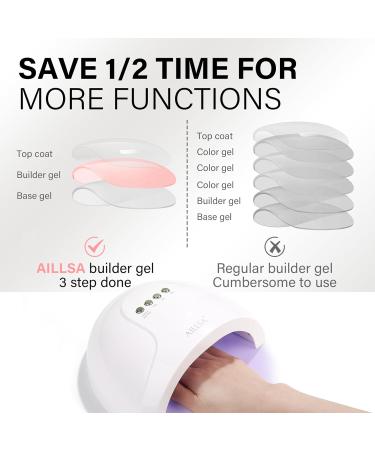 AILLSA Milky Pink Builder Gel - 7 in 1 Hard Gel Polish | Nail Thickening Strengthening & UV Color Extension | French Manicure Base Coat - 0.51 Oz - Buy Online on SooperMarket.com