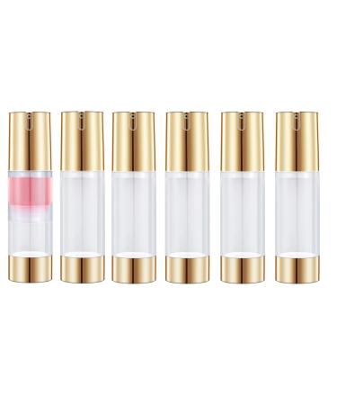 UMETASS 0.5oz- 1.7oz Airless Pump Bottle for Various Cosmetic Lotion/Toner/Body Wash/Shampoo Refillable Bottleshampoos(3pcs) (1oz - 6pcs  Gold) 1oz - 6pcs Gold