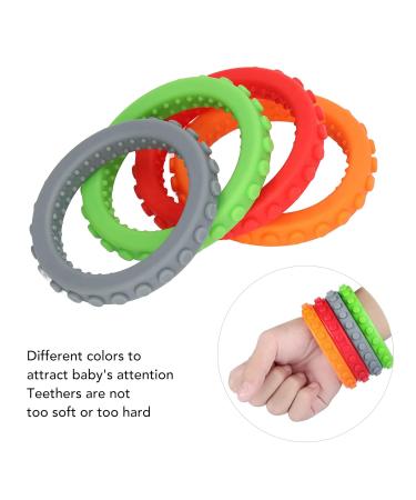 4PC Baby Biting Rings - Silicone Chicken Teething Toys - Red Orange Gray Green - Dishwasher & Fridge Safe - Ideal for Boys & Girls - Buy Online on SooperMarket.com