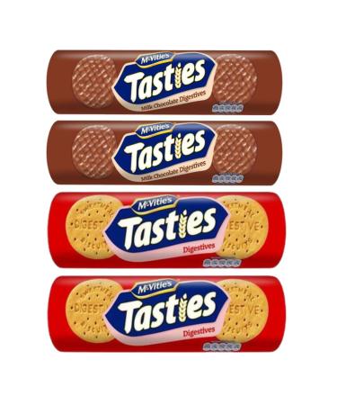 Chocolate Biscuit Bundle Containing Mcvities Milk Chocolate Digestives 300g x2 & Tasties Digestives 300g x2 (4 Pack)