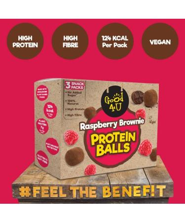 Good4U Raspberry Brownie Protein Ball-High Fibre with Low Sugar Alternative to Protein Bars Mixed with Nut-Healthy Protein Snack-Gluten Free 10 x 40g Pack - Buy Online on SooperMarket.com