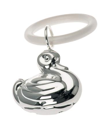 Silver jug children's ratta with bite ring duck l7cm silver silver platform in premium processing.Ready to give away with a chic gift packaging