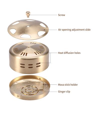 Adjustable Copper Moxibustion Box - 3 Corridors Thickened Acupuncture Moxa Burner Holder Temperature Control for Elderly Care - Buy Online on SooperMarket.com