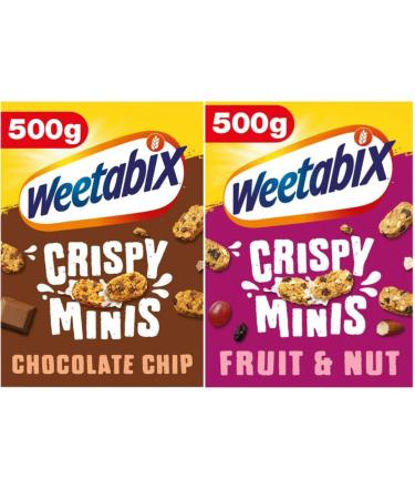 Weetabix Crispy Minis Fruit & Nut 500g and Weetabix Crispy Minis Chocolate Chip 500g (2 Pack Mixed Bundle)