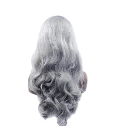 BGHJUE Silver Grey Black Lace Front Wig - 22 Long Wave Synthetic Wig for Women - Buy Online on SooperMarket.com