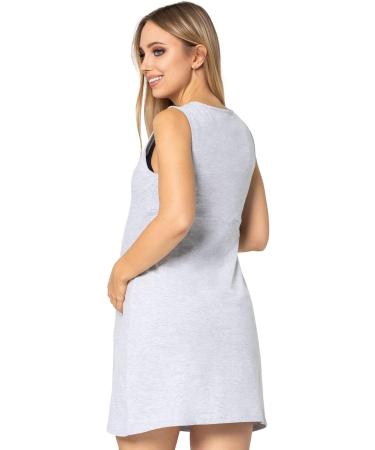 Purpless Maternity Sleeveless V-Neck Lace Detail Nightdress - Light Gray Melange | 4141n - Buy Online on SooperMarket.com