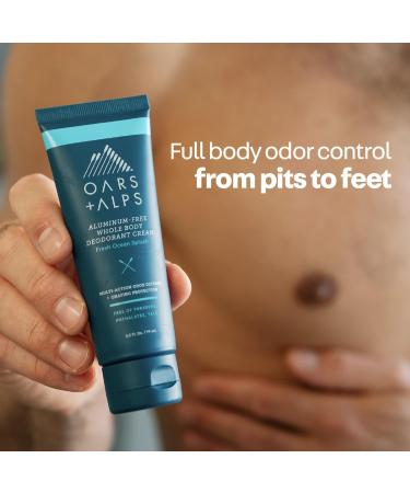 Oars + Alps Whole Body Deodorant Cream For Men - Multi-Action Odor Defense - Aluminum Free Baking Soda Free Anti-Chafe - 2.5 Ounce Tube - Fresh Ocean Splash - Buy Online on SooperMarket.com
