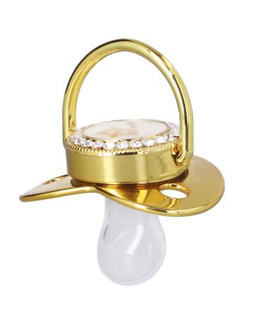 Toddler Pacifier Portable Silicone Fashionable Golden Letter Pacifier Safe Exquisite Rhinestone (E)