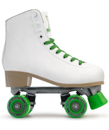 RollingBunny High-Top PU Leather Roller Skates - Women/Girls, White, US 6.5 (W6.5-W7) - Buy Online on SooperMarket.com