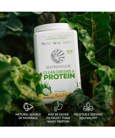 Sunwarrior Clean Greens & Protein Tropical Vanilla - 6.17 oz (175 g) | Vegan Superfood Blend - Buy Online on SooperMarket.com