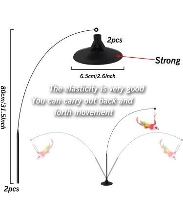 QUOZUO 2 Packs interactive cat toys with Super Suction Cup 14 pcs Replacements Feathers Balls Mice 2 Packs Wand Hanging Door flying cat toys for indoor cats Cat Spring Toy Kitten Toys - Buy Online on SooperMarket.com