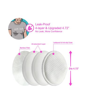 Organic Bamboo Nursing Pads | 10 Washable Ultra-Soft Leak-Proof Breastfeeding Pads | Comfortable & Breathable | Includes Wash Bag - Off White - Buy Online on SooperMarket.com