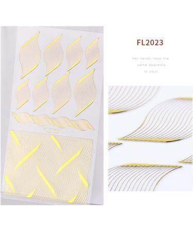8 Sheet Gold Silver Nail Art Stickers Glitter Metallic Chains Wave Stripe Lines Stars Nail Sticker Self-adhesive Striping Tape for Nail Lovers - Buy Online on SooperMarket.com