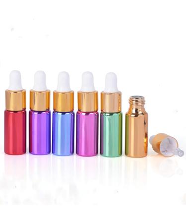 Tianzd 12-Piece 5ml Chrome Green Drip Bottles Set | Glass Pipette & Gold Screw Cap for Perfume & Essential Oils - Buy Online on SooperMarket.com