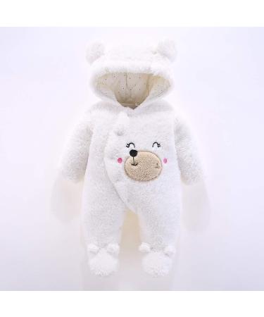 Puseky Newborn Baby Cartoon Bear Snowsuit | Winter Coat Fleece Hooded Romper | Unisex Baby Clothes 3-6 Months - Buy Online on SooperMarket.com