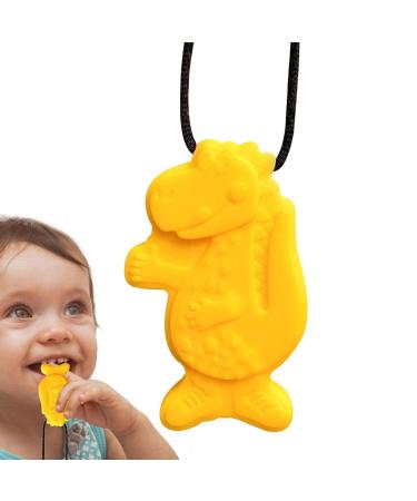 Buy Bexdug Yellow Sensory Chewing Chain - Creative Dinosaur-Shaped Silicone Fidget Toy for Kids | Portable Bite Chain for Sensory Relief - Buy Online on SooperMarket.com