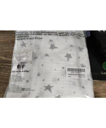 Miracle Baby Muslin Swaddle Blanket 115x150cm - Grey Stars - Cotton Summer Layer - For Boys and Girls - Buy Online on SooperMarket.com