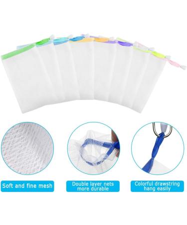 8 Pieces Soap Net Bag with 5 Pack Suction Hook Mesh Soap Saver Bags Soap Pouch Double Layer Foaming Net with Drawstring for Foaming Drying Soap - Buy Online on SooperMarket.com