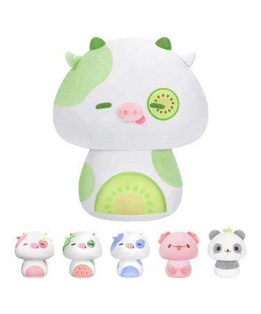 Mewaii 8'' Soft kiwi cow Mushroom Pillow Stuffed Animal Plush Plushie Squishy Toy - Cuddly Green Cow Plush for Kids Kiwi Cow 8 Inch