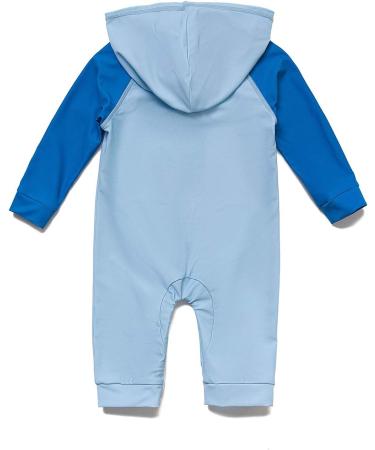 BONVERANO Baby Boys Swimsuit | UPF 50+ Full Zip Hooded One Piece | 6-9 Months Blue - Buy Online on SooperMarket.com